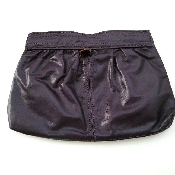 Vintage Brownish Purple Leather Clutch